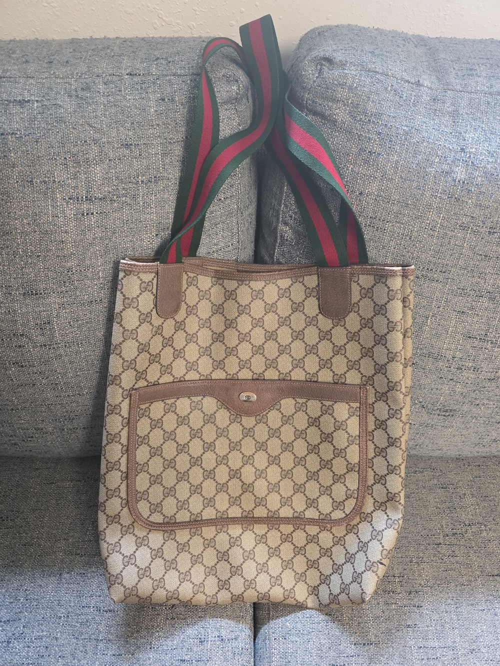 AUTHENTIC Old GUCCI Vintage Sherry Line Handbag Tote 39 02 003 GG